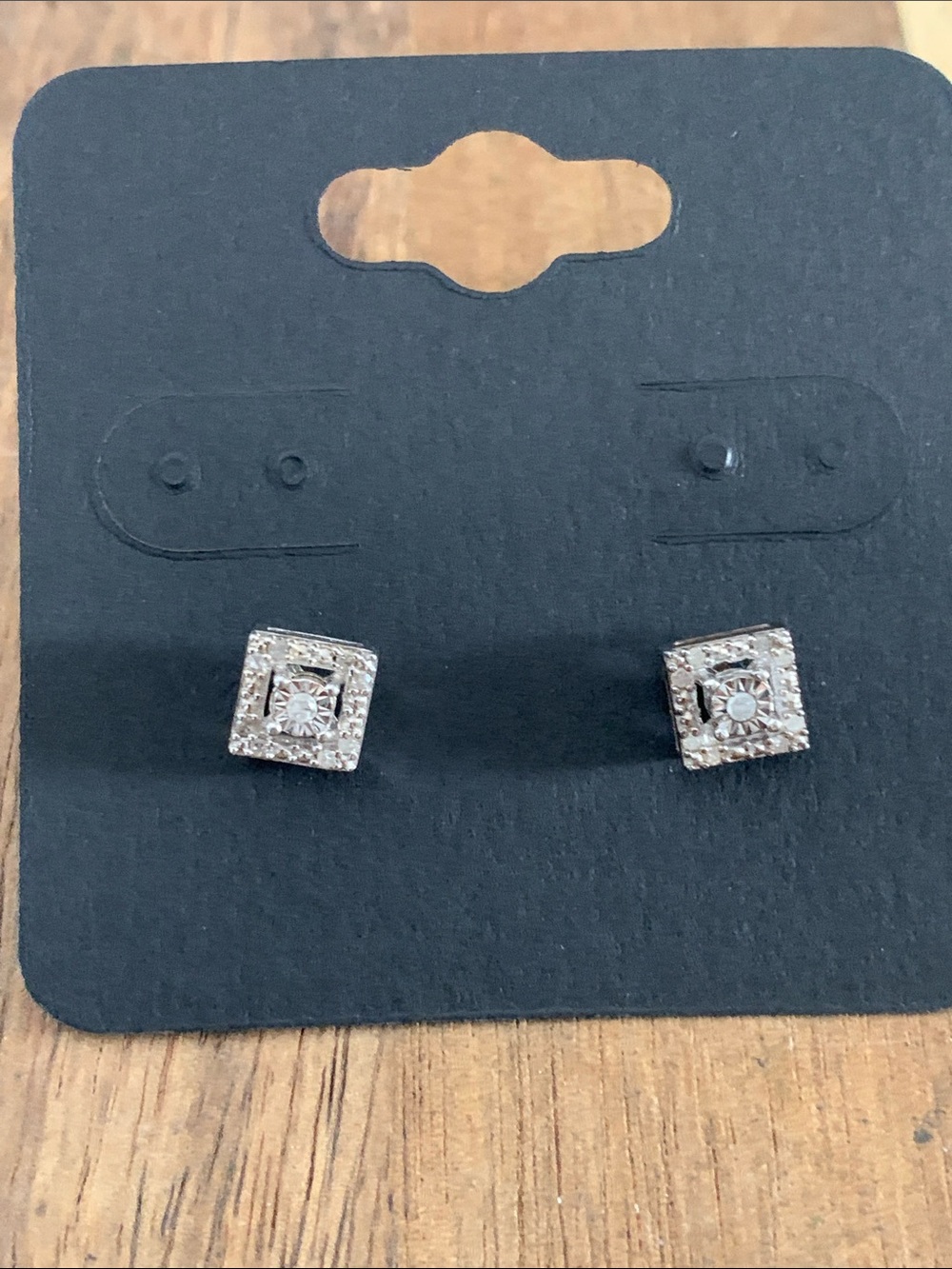 Sterling Square Halo Diamond Earrings - Women Jewelry